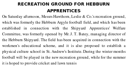 Hebburn Argyle ground re-use 1917