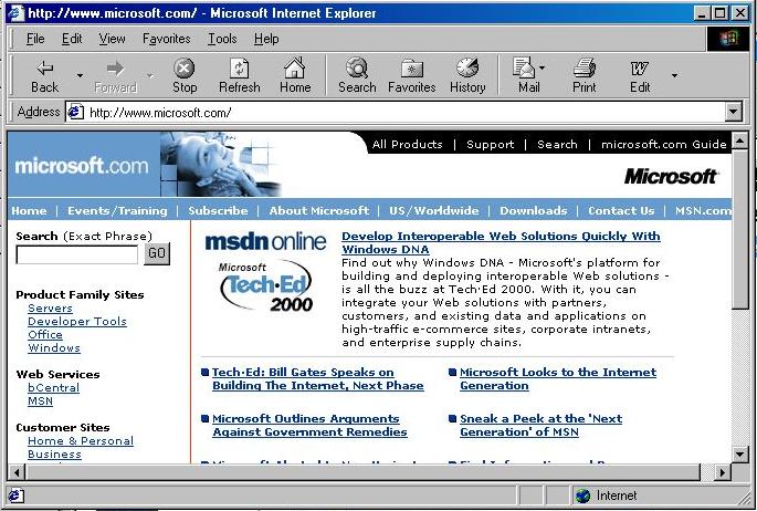screenshot of Internet Explorer 5